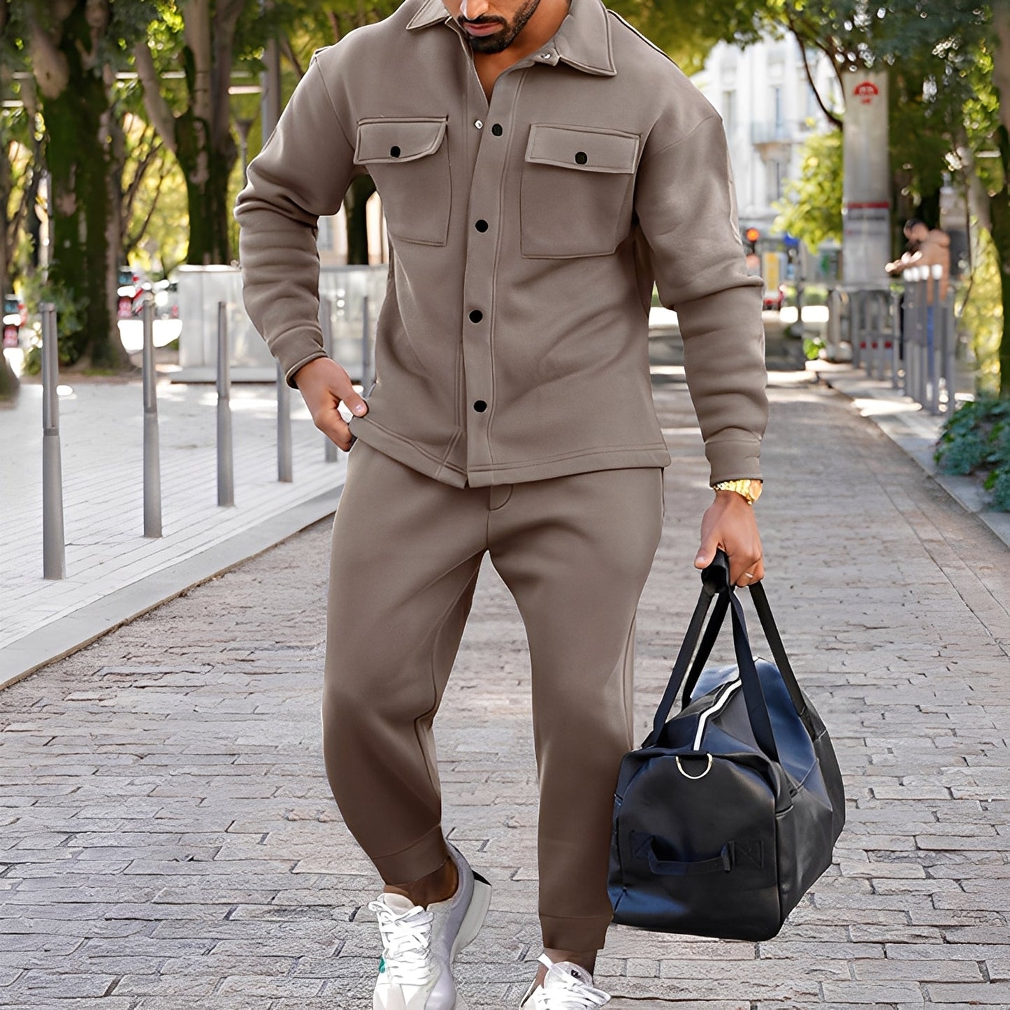 Kent - Rento slim-fit-setti paita ja housut miehille