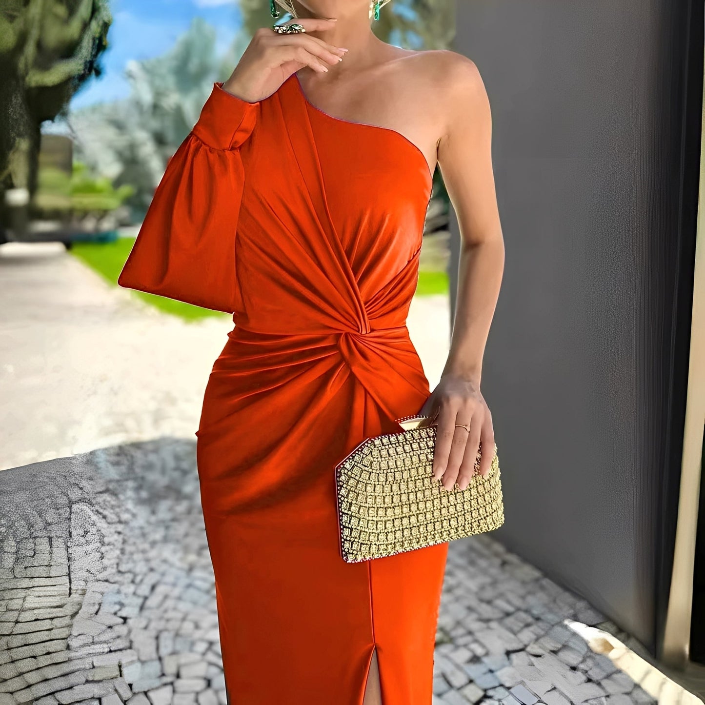 Pauline - Tyylikäs, drapeerattu One-Shoulder-mekko naisille
