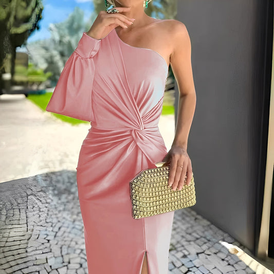 Pauline - Tyylikäs, drapeerattu One-Shoulder-mekko naisille