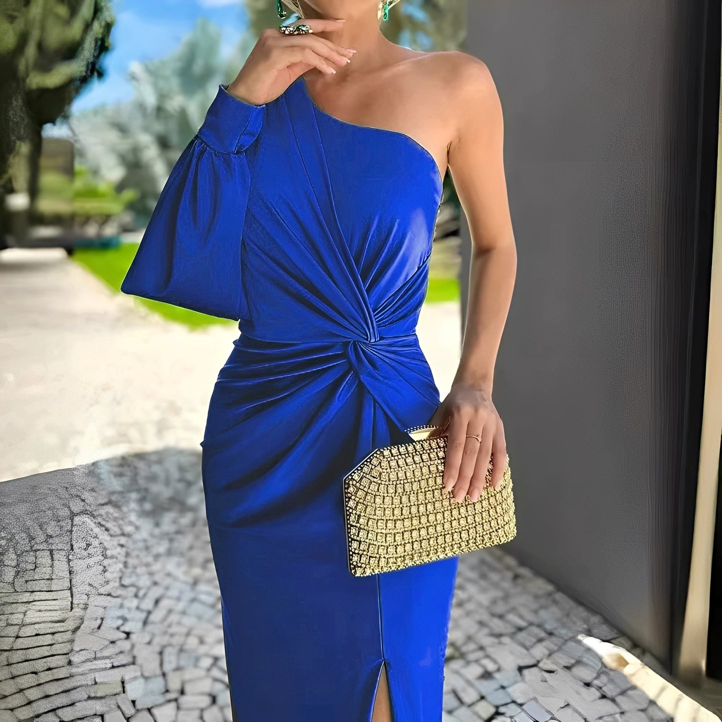 Pauline - Tyylikäs, drapeerattu One-Shoulder-mekko naisille