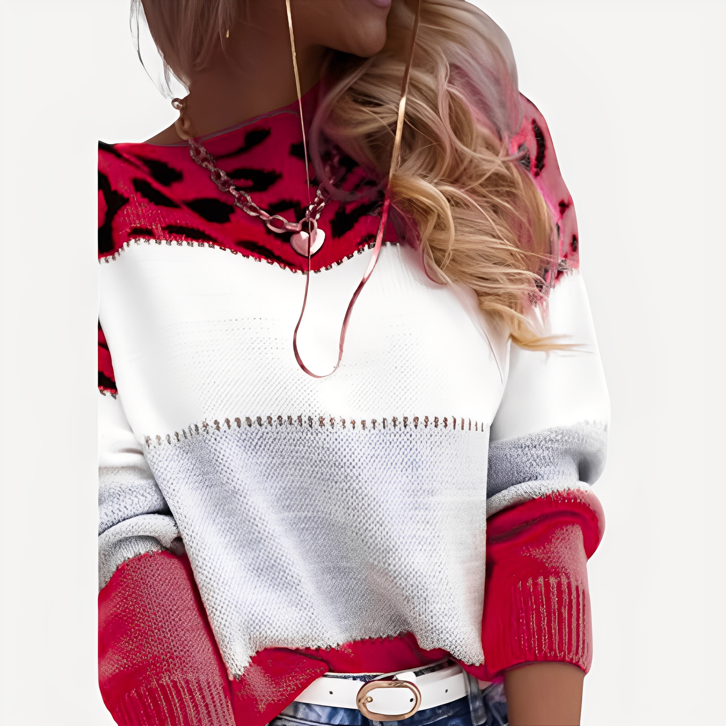 Anne - Tyylikäs neulepusero painatuksella naisille