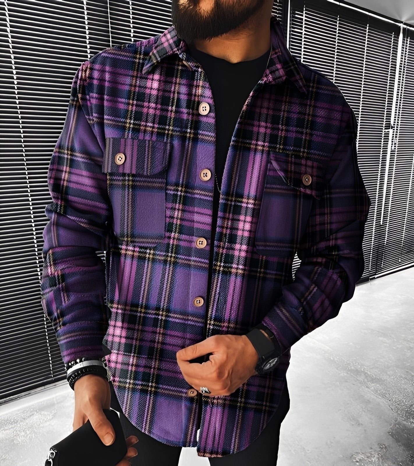 Eugene - Tyylikäs ruudullinen pitkähihainen paita miehille