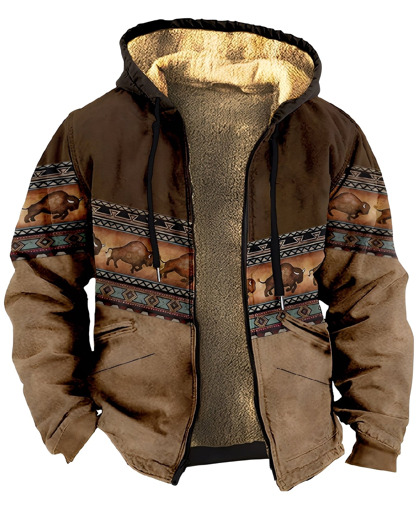 Mervin - Kirjava samettitakki hupulla miehille