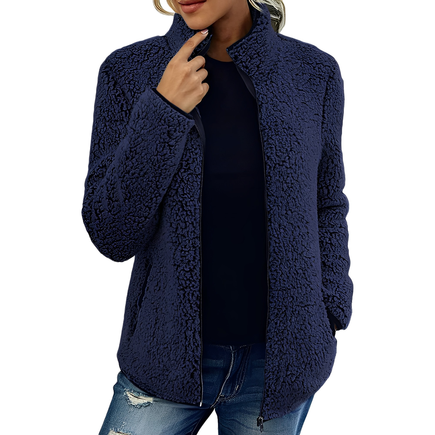 Alethea - Tyylikäs Fleece-Samettitakki Naisille