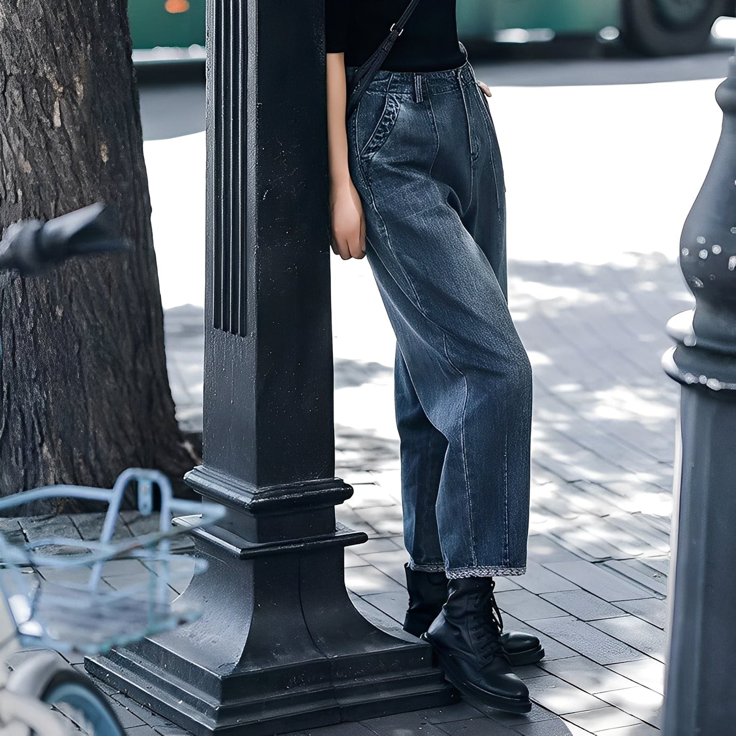 Shirlee - Tyylikkäät denim-housut korkeavyötäröiset naisille
