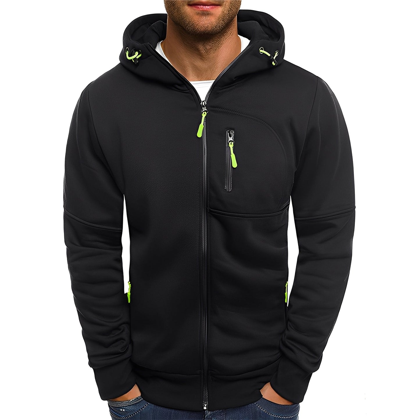 Allen - Moderni fleece-takki hupulla miehille