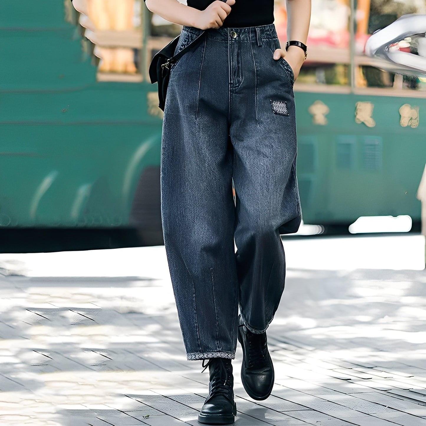 Shirlee - Tyylikkäät denim-housut korkeavyötäröiset naisille