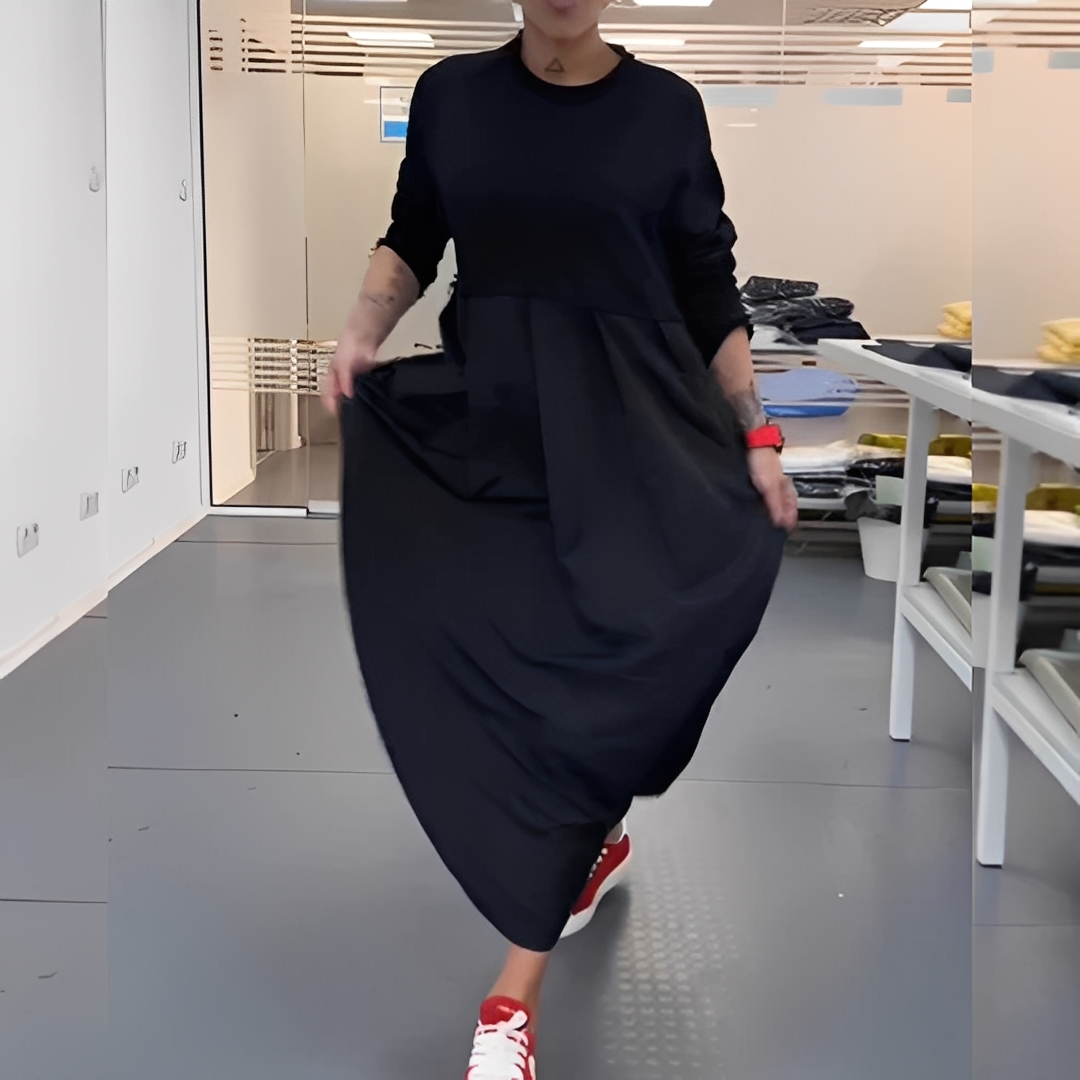 Gisèle - Rento mekko pyöreä kaulus naisille