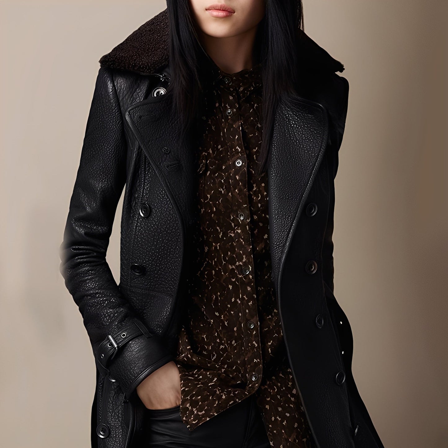 Rowena - Tyylikäs keinonahkatakki naisille