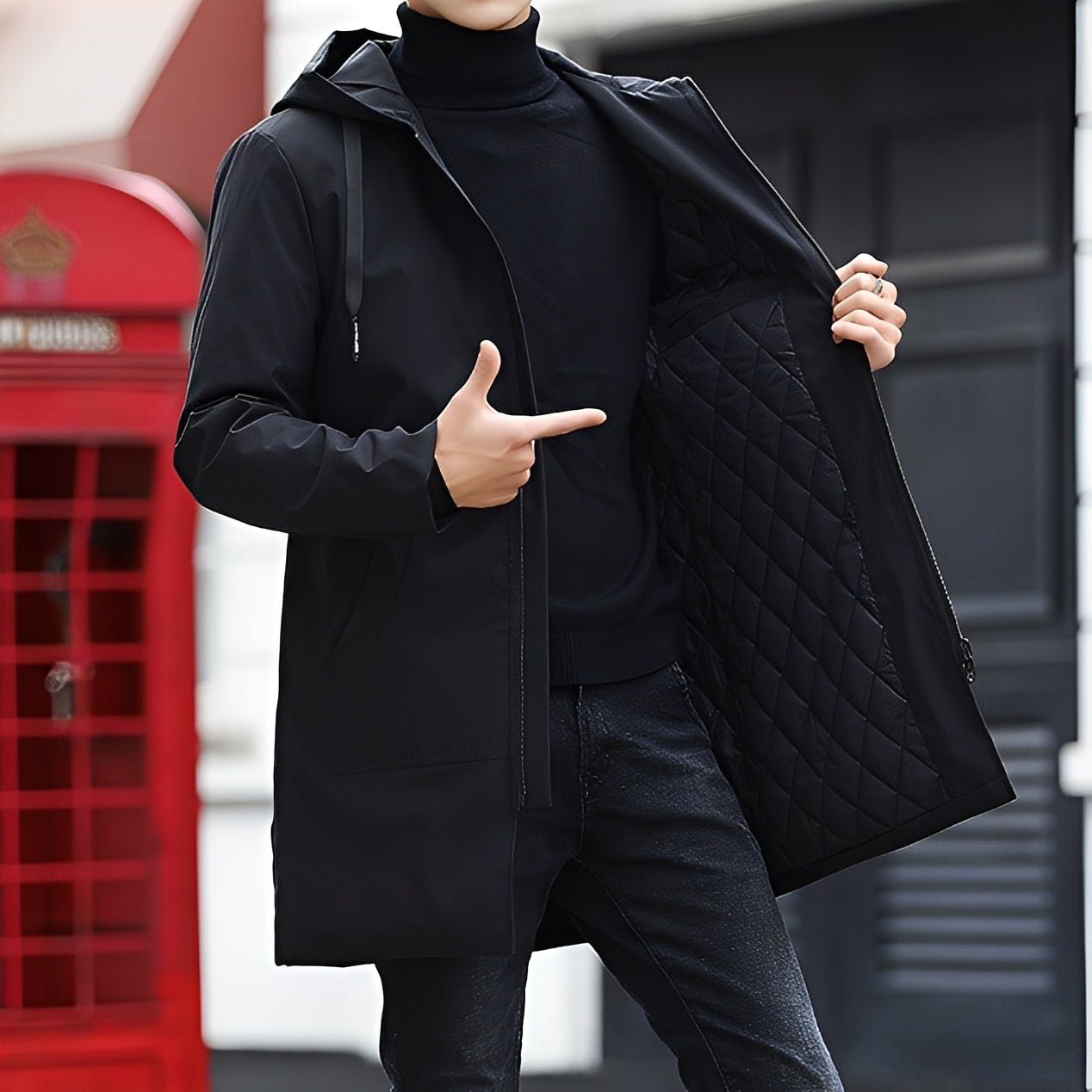 Derren - Rento, kevyt takki hupulla miehille