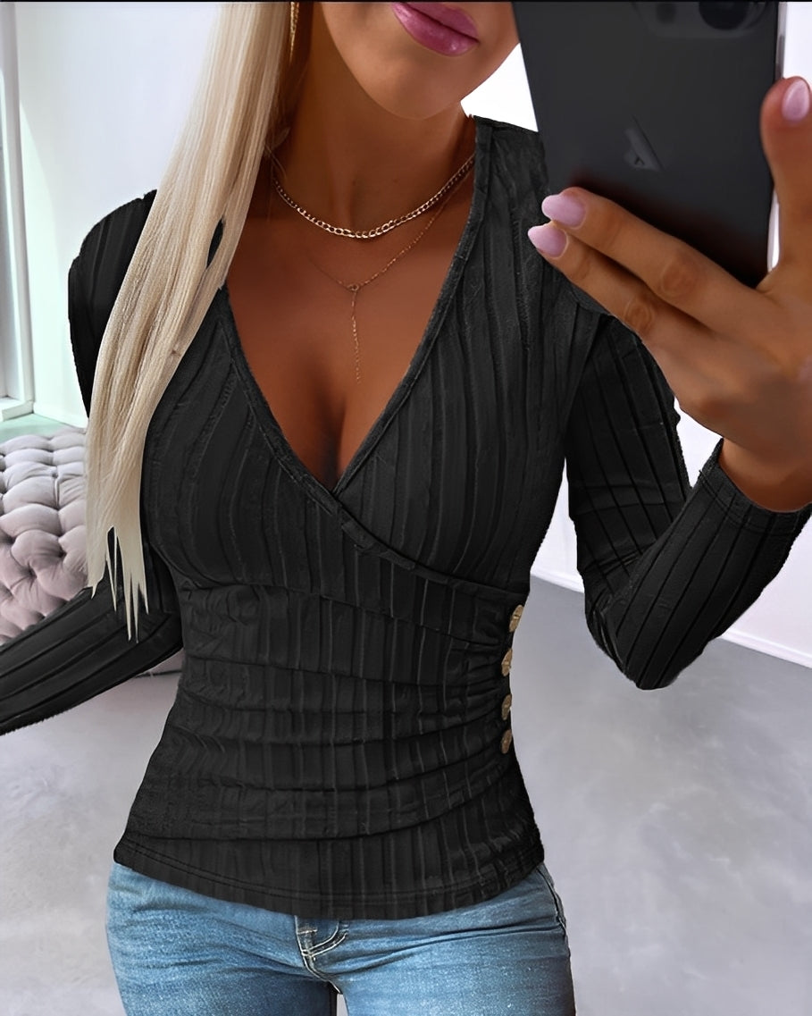 Annie - Rento raitasvetari V-kauluksella naisille