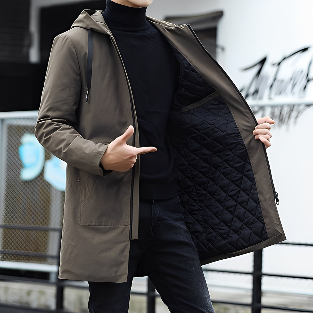 Lucas - Rento, paksu, vedenpitävä takki hupulla miehille