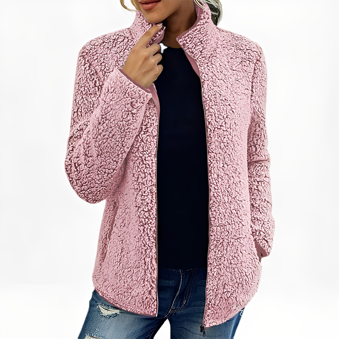 Alethea - Tyylikäs Fleece-Samettitakki Naisille