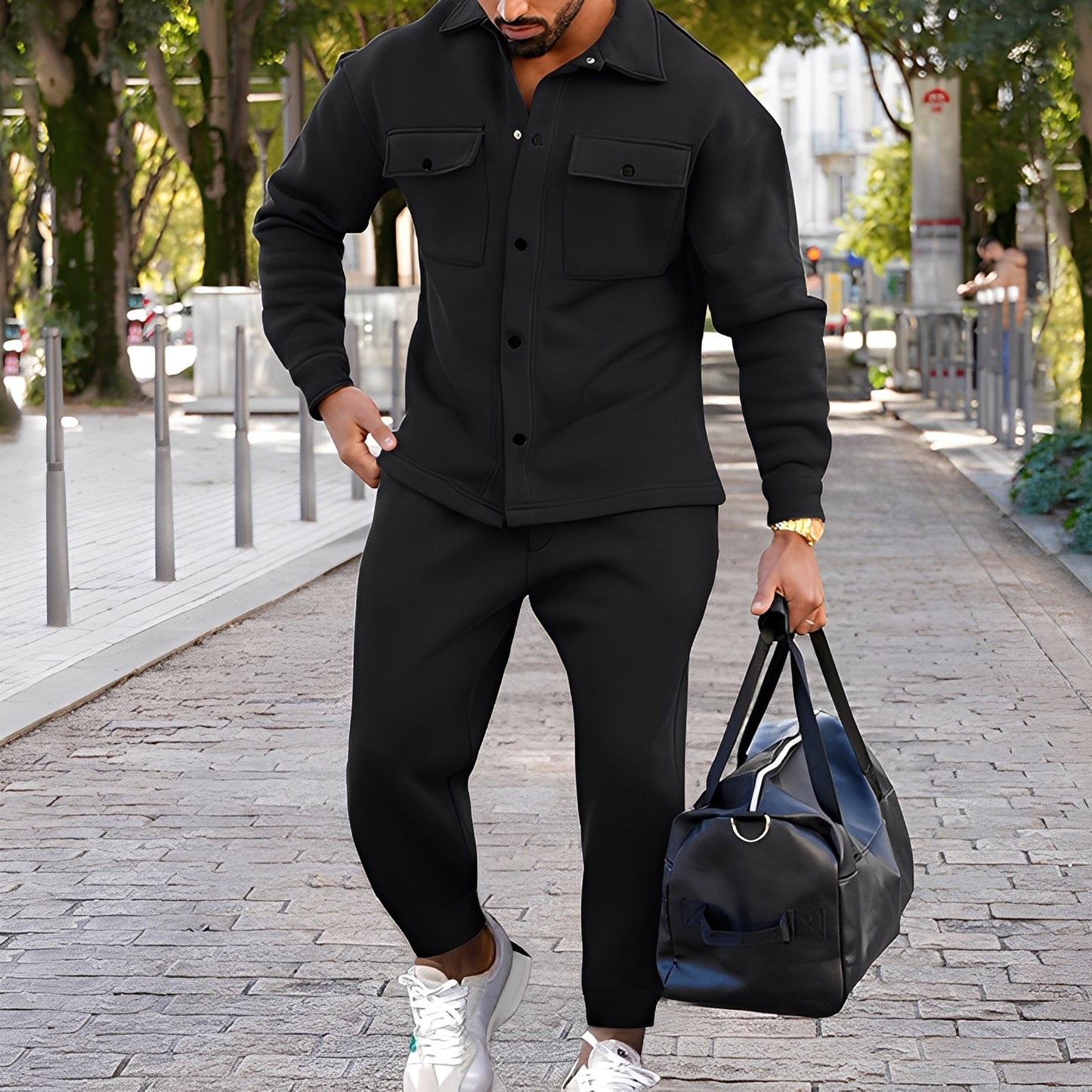 Kent - Rento slim-fit-setti paita ja housut miehille