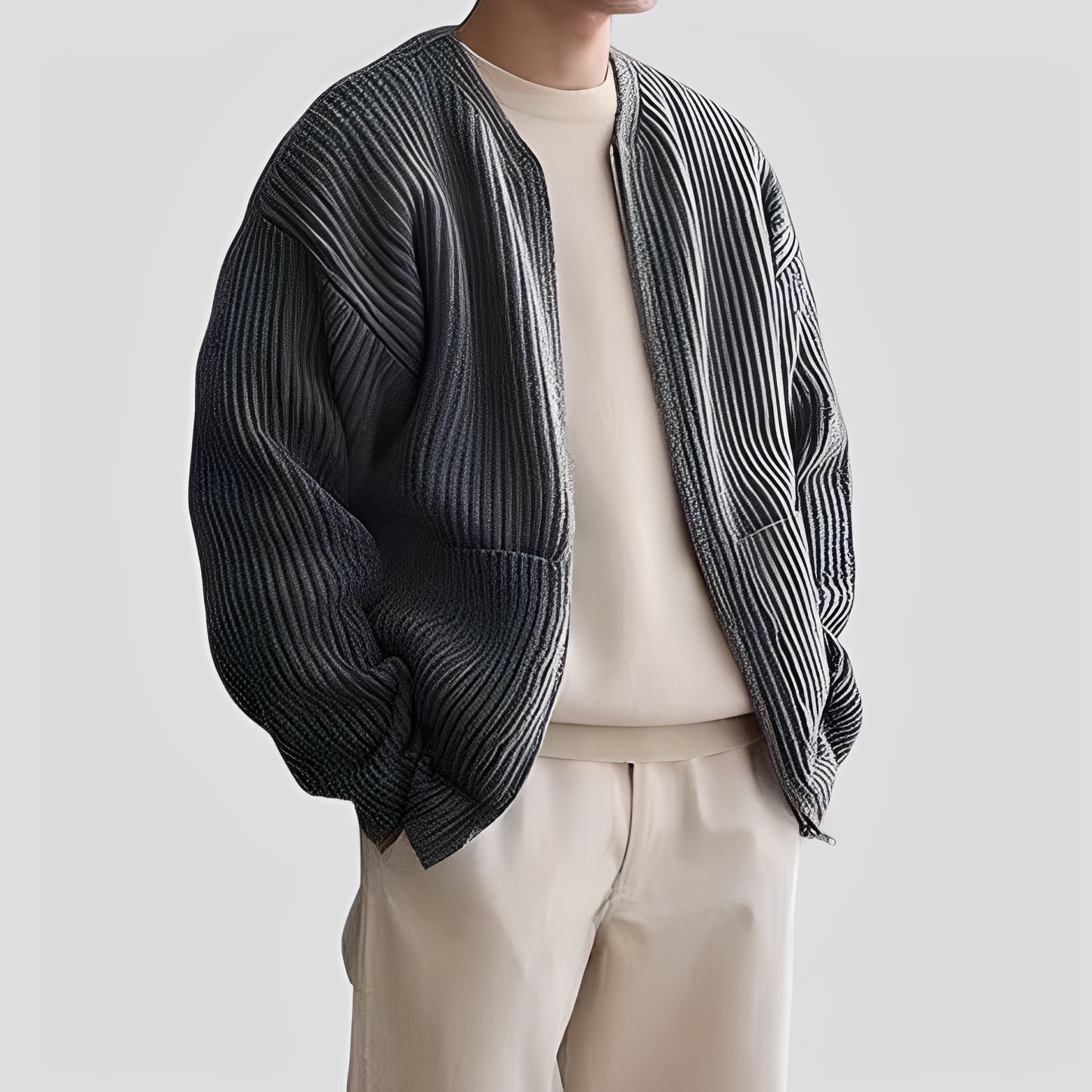 Willy - Vapaasti neulottu vetoketjullinen villatakki miehille