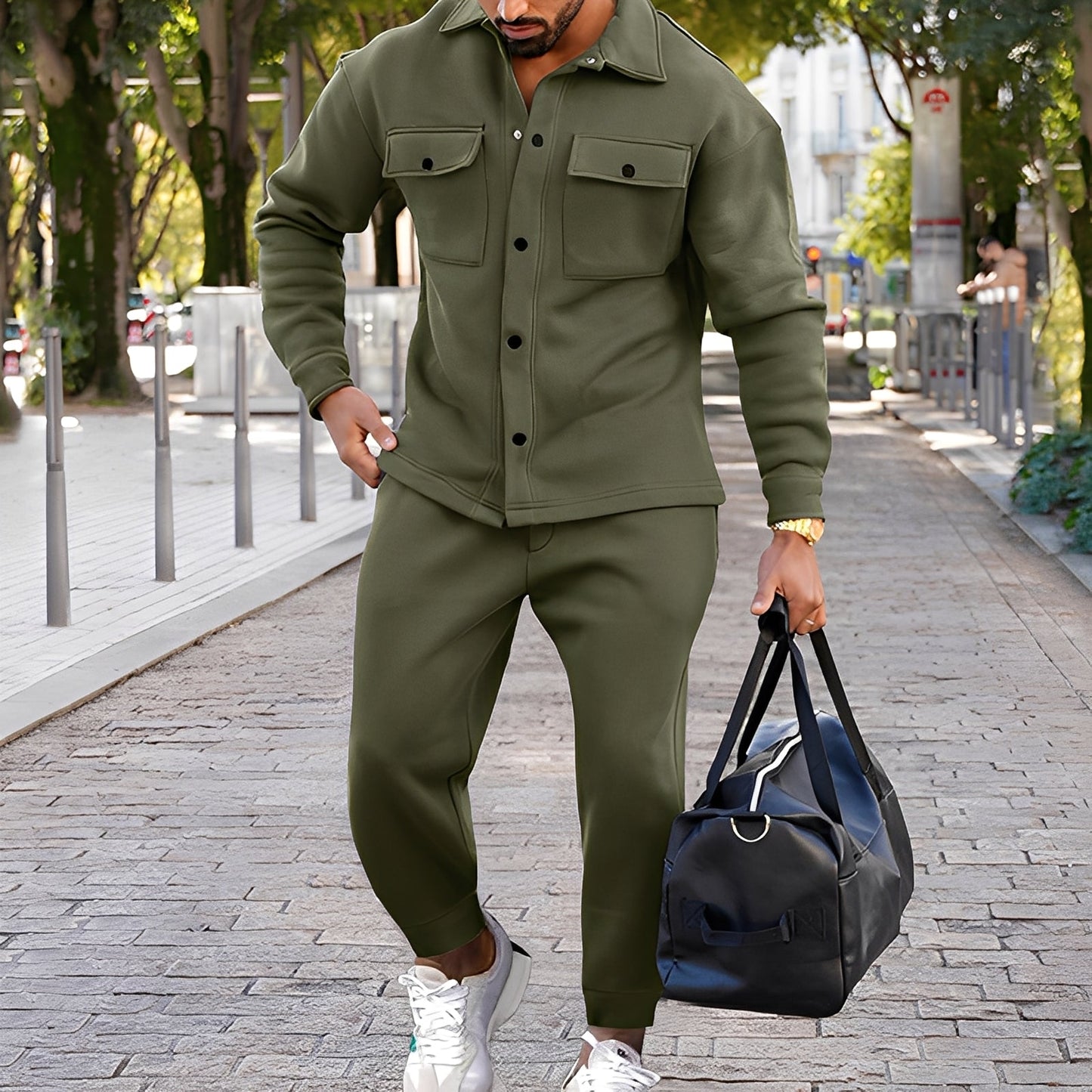 Kent - Rento slim-fit-setti paita ja housut miehille