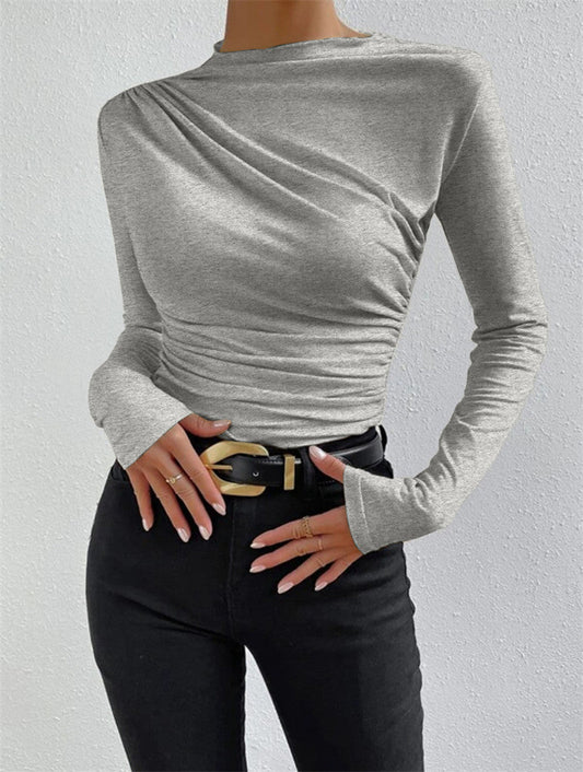 Livia – Pitkähiha shirt, jossa on poimutuksia