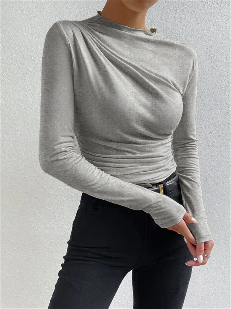 Livia – Pitkähiha shirt, jossa on poimutuksia