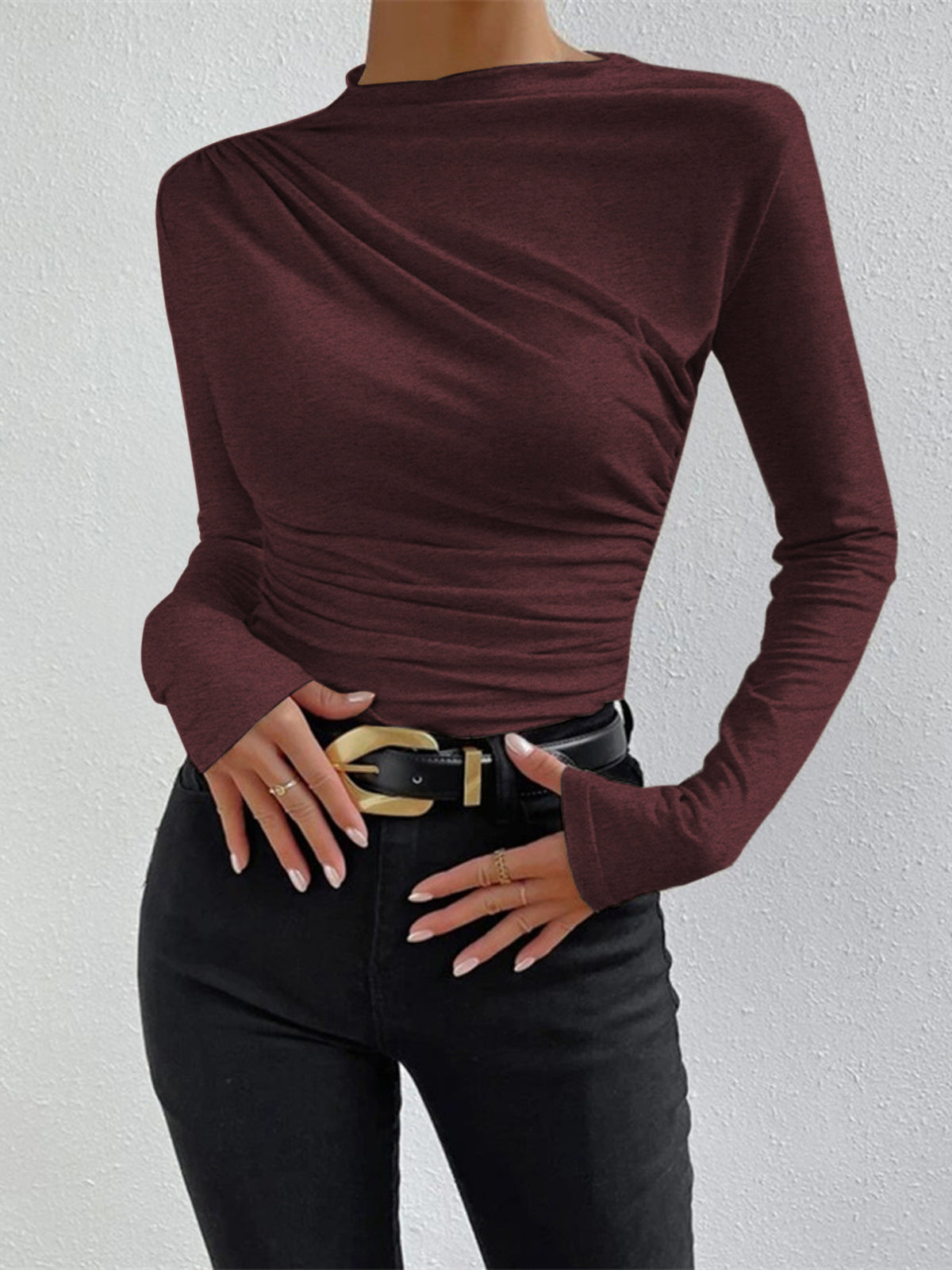 Livia – Pitkähiha shirt, jossa on poimutuksia