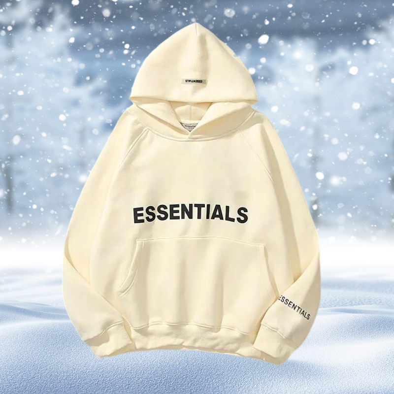 Essentials – Painettu huppari ylikokoisena