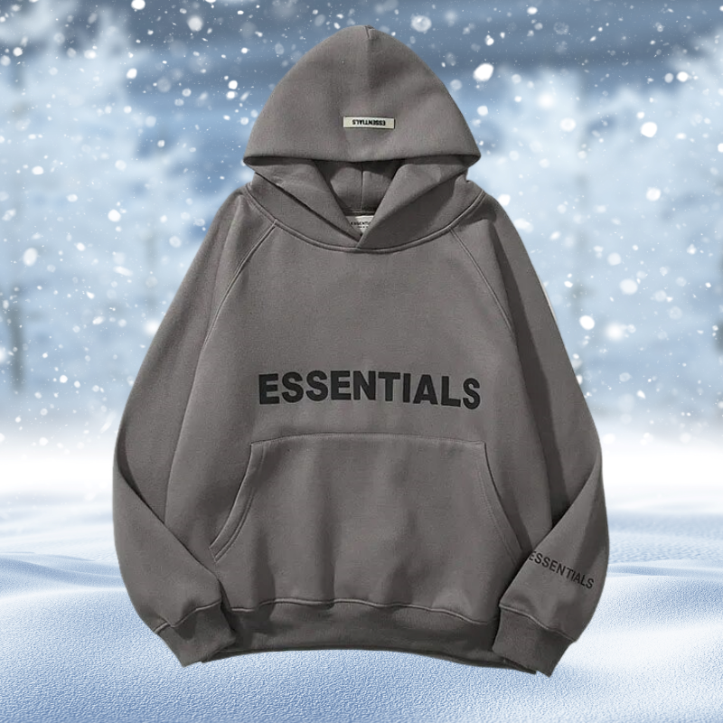 Essentials – Painettu huppari ylikokoisena