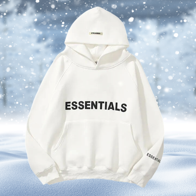 Essentials – Painettu huppari ylikokoisena