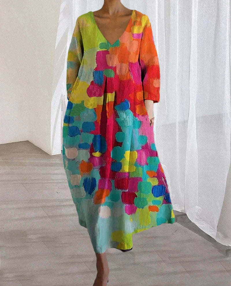 Noemi – Laaja Mekko Taiteellisella Painatuksella
