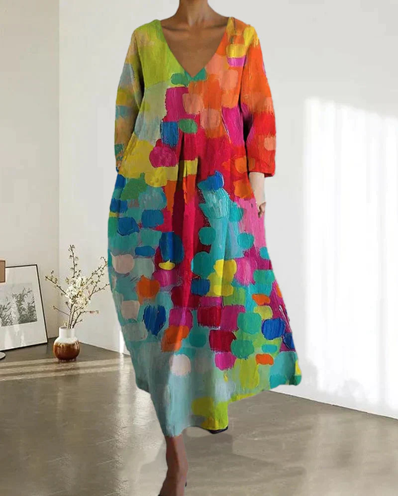 Noemi – Laaja Mekko Taiteellisella Painatuksella