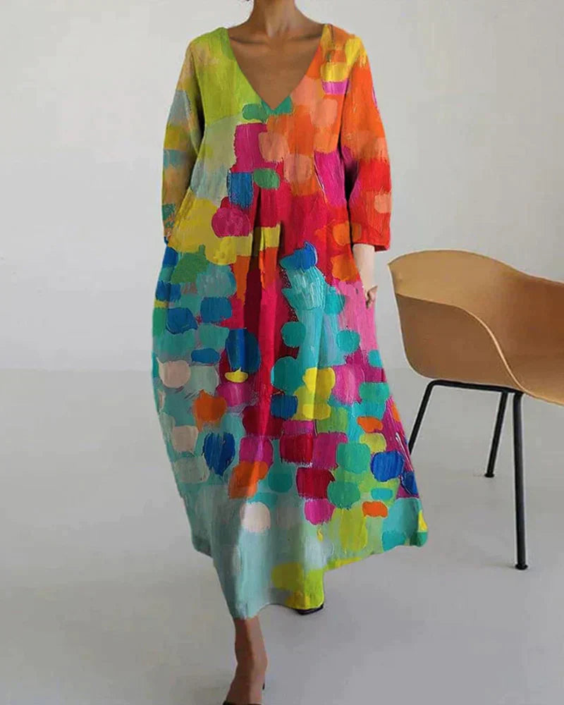 Noemi – Laaja Mekko Taiteellisella Painatuksella