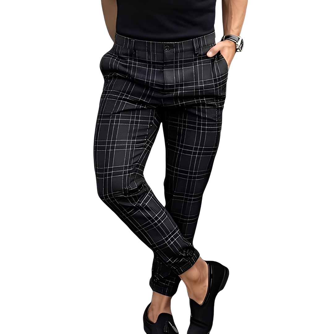 Deacon - Rento slim-fit-housut ruutukuviolla miehille