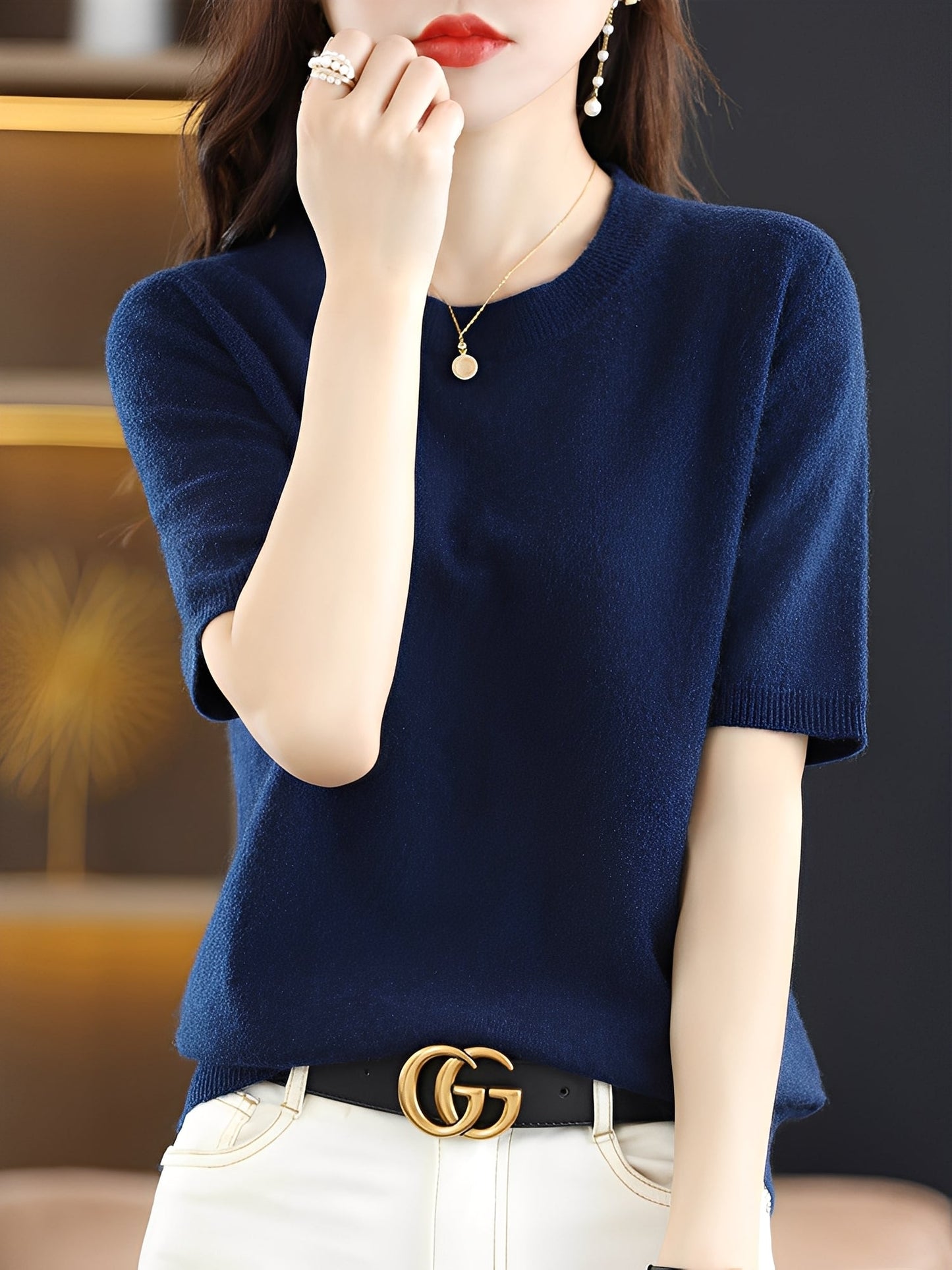 Blandine - Naisten lyhythihainen villapaita