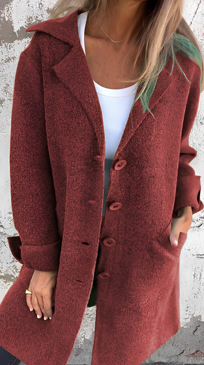 Meridith - Tyylikäs pitkä takki käännekauluksella naisille