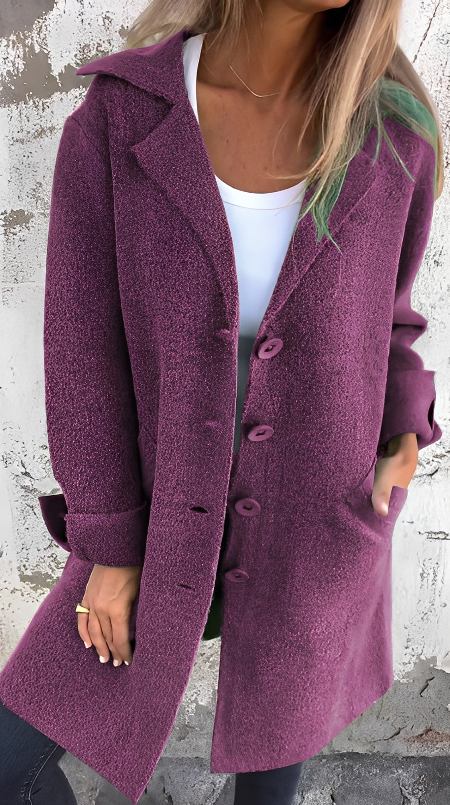 Meridith - Tyylikäs pitkä takki käännekauluksella naisille