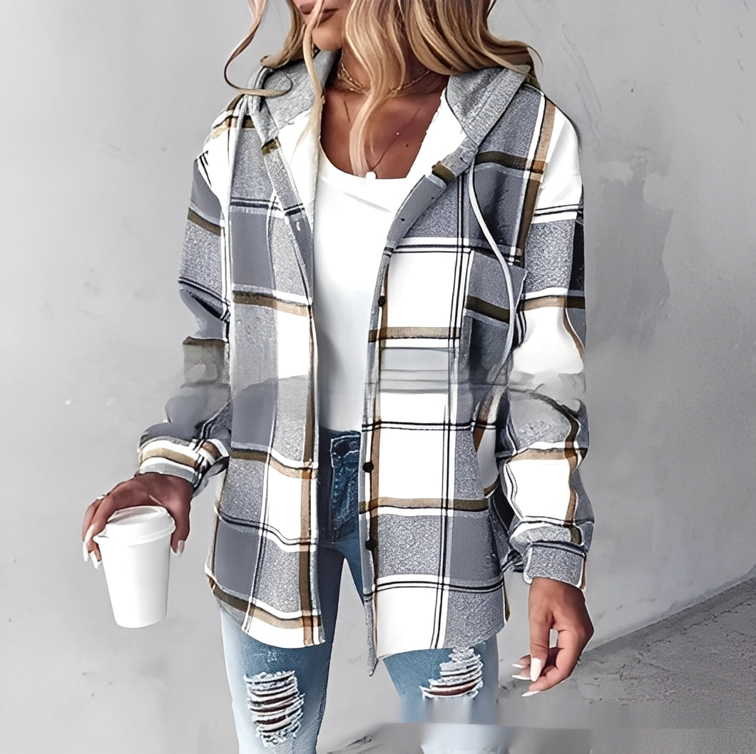 Éliette - Naisten talvinen ruudullinen hupparitakki