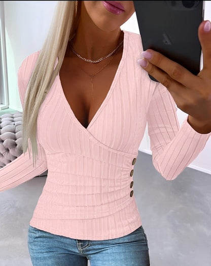 Annie - Rento raitasvetari V-kauluksella naisille