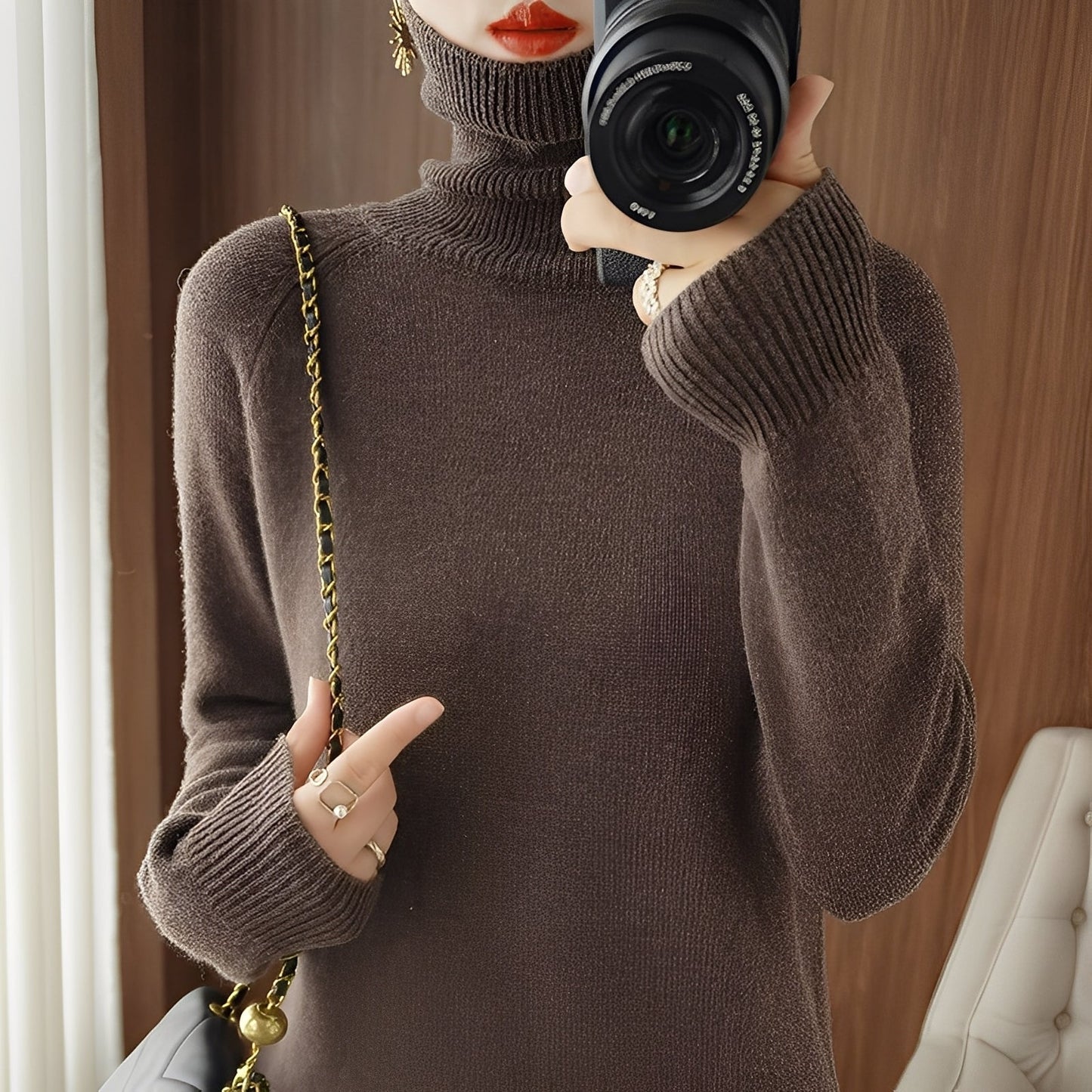 Kaycee - Muotikas villapaita poolokauluksella naisille