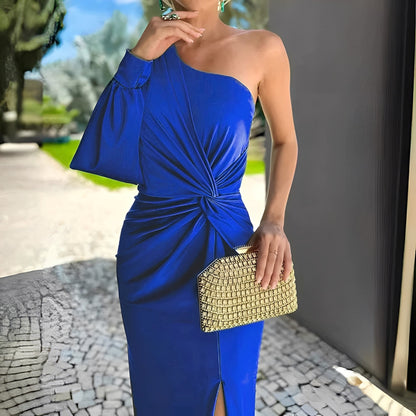 Pauline - Tyylikäs, drapeerattu One-Shoulder-mekko naisille