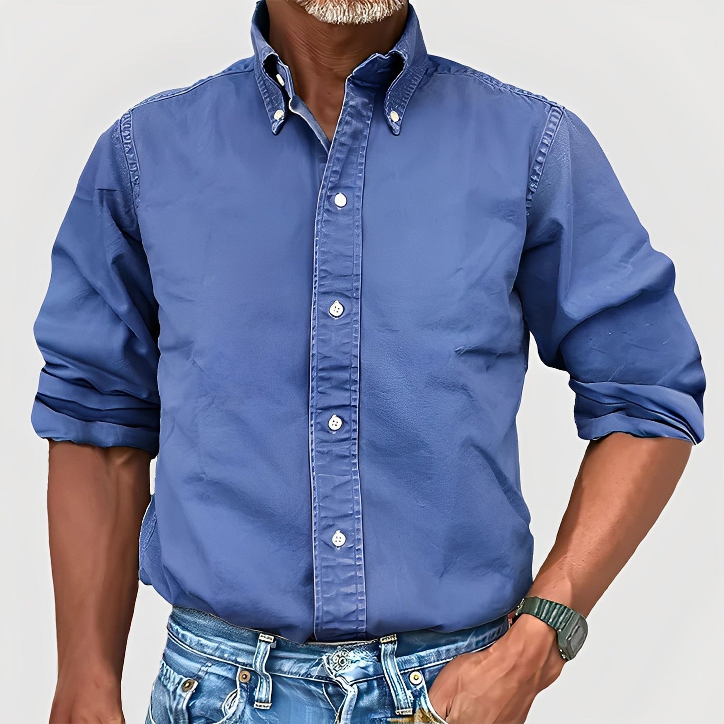 Ronald - Retro-kauluspaita pitkähihainen miehille