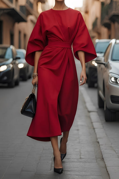 Élise - Tyylikäs mekko lyhtyhihoilla ja vyöllä naisille