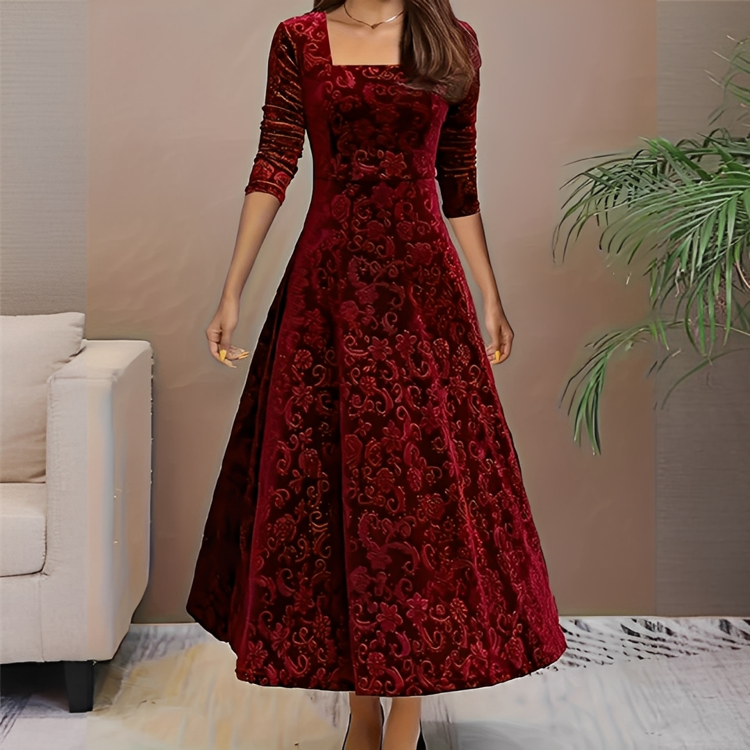 Malvina - Tyylikäs neliökauluksinen mekko naisille