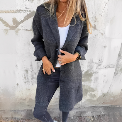 Odile - Pitkä rento takki kääntökauluksilla naisille