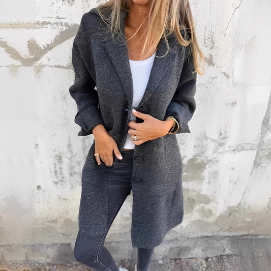 Odile - Pitkä rento takki kääntökauluksilla naisille