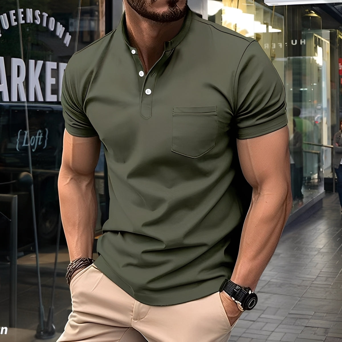 Darwin - Rento, yksinkertainen pikeepaita puolikauluksella miehille