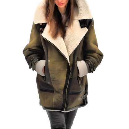 Leilani - Tyylikäs nahkatakki lämpimällä vuorella naisille