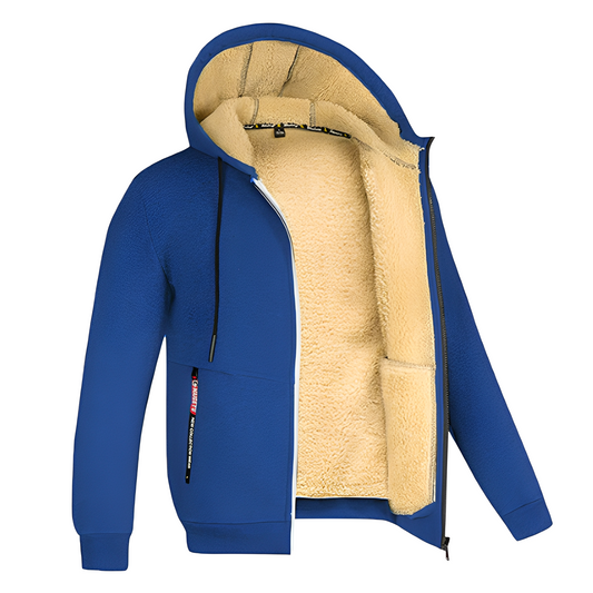 Davin - Rento fleece-takki hupulla miehille