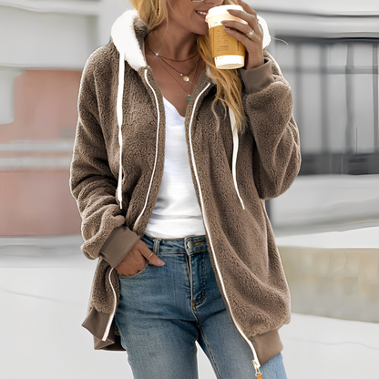 Rheanna - Lämmin fleecetakki hupulla naisille