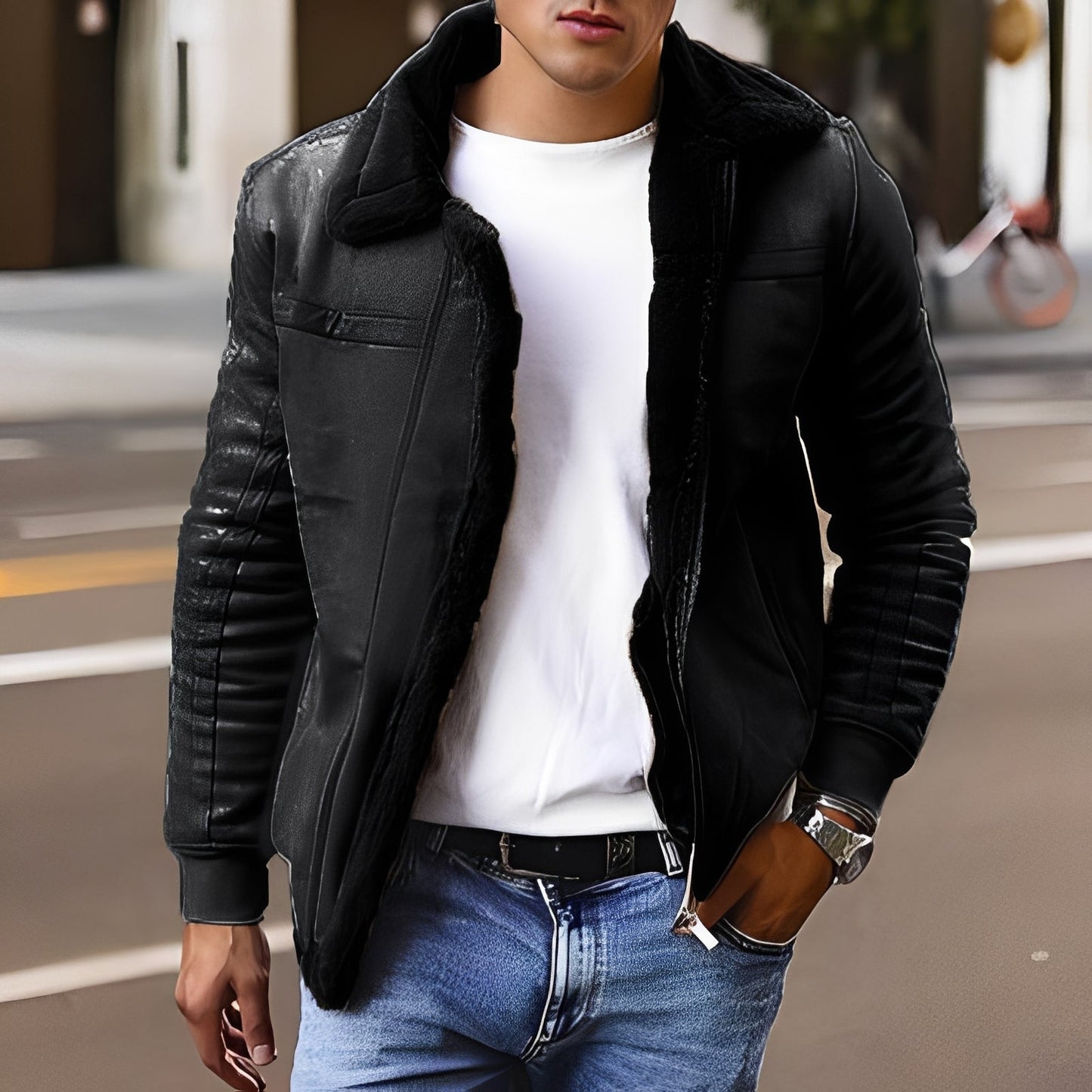 Tommy - Nykyaikainen takki tekoturkisreunuksella miehille