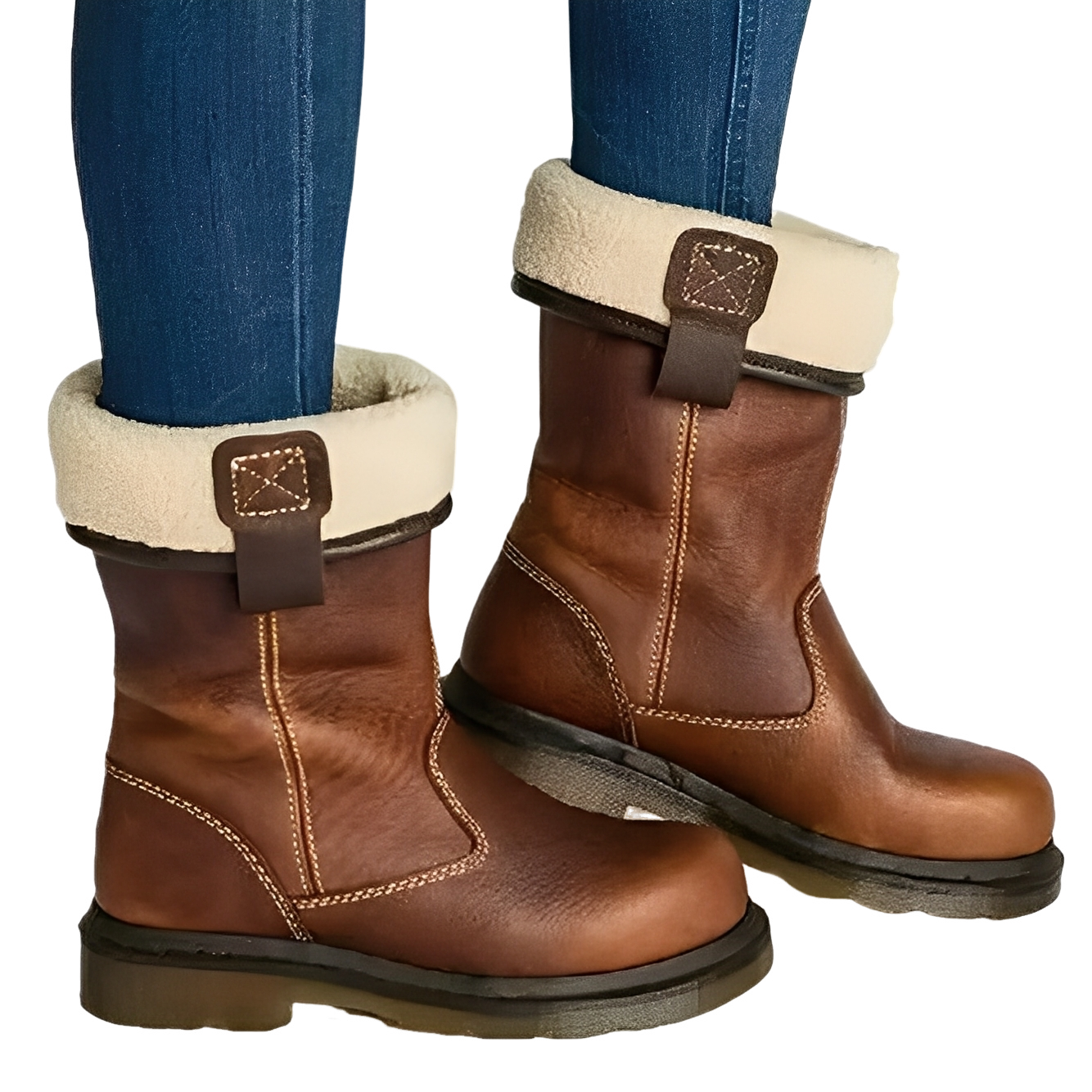 Alexia - Retro-nahkasaappaat turkisvuorella naisille