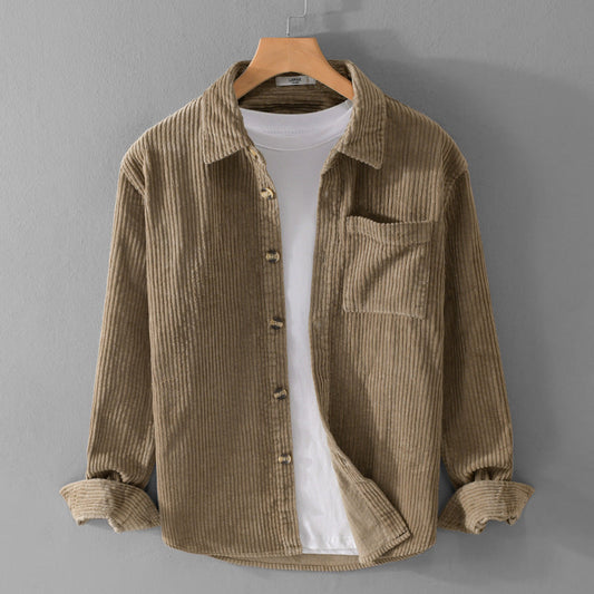 Ronald - Yksinkertainen samettipaita taskulla miehille