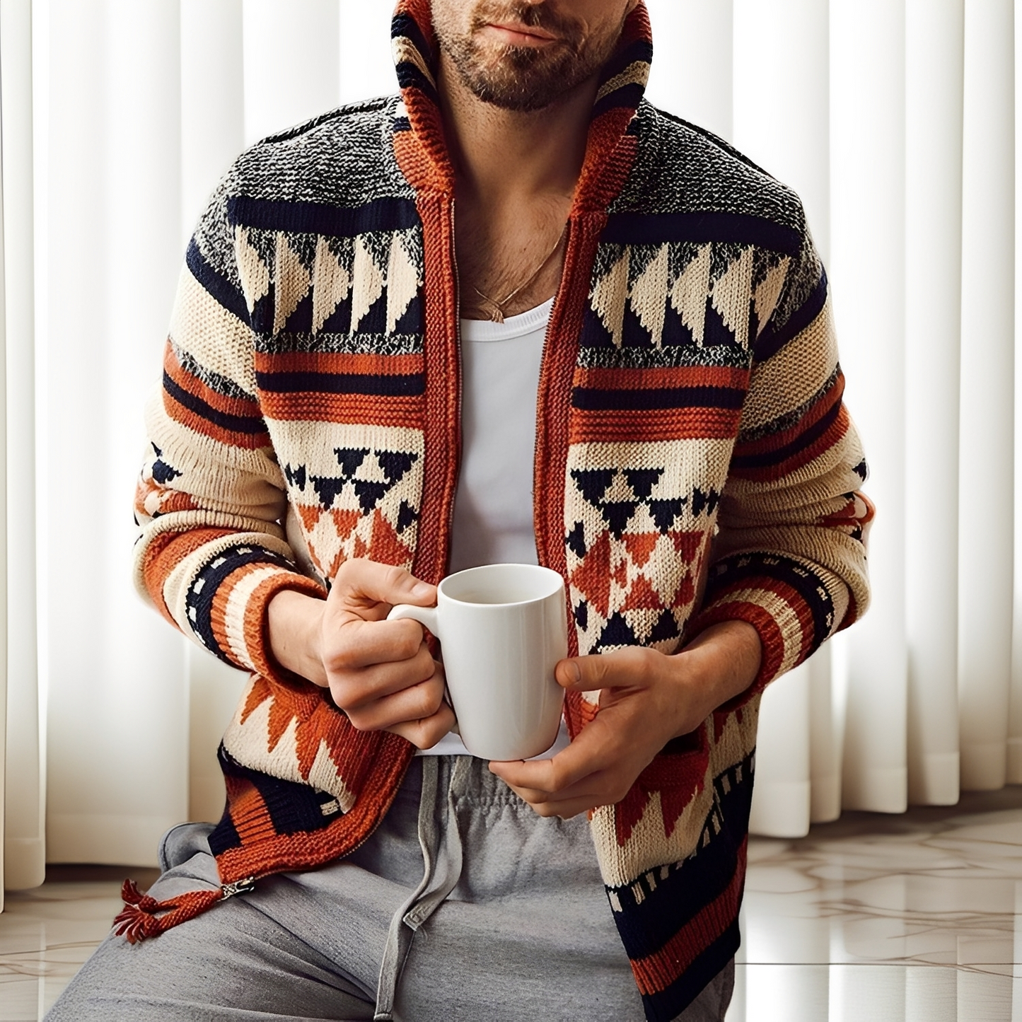 Alvin - Tyylikäs neulecardigan kauluksella miehille